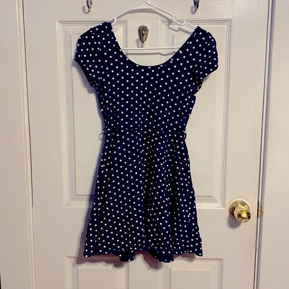 Navy blue and while polka dot dress - Picture 1 of 2